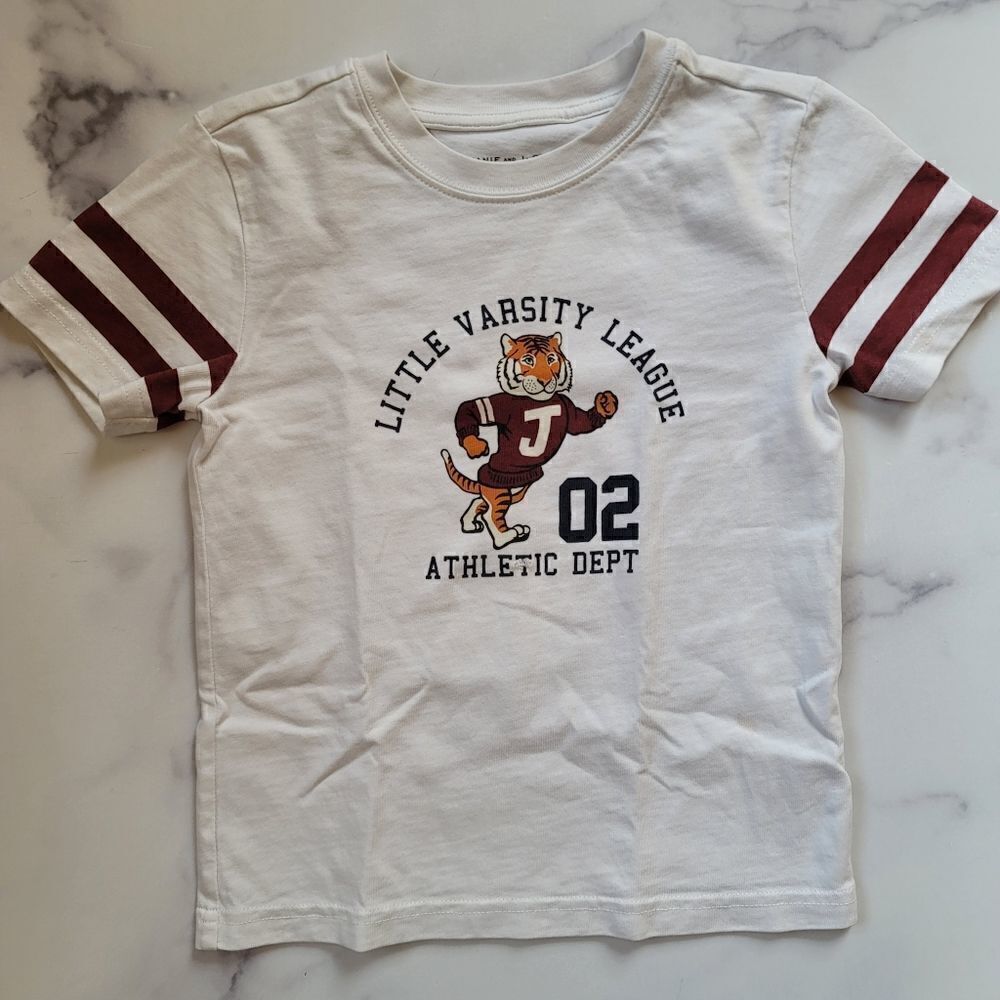 Janie & Jack boys 4t Varisty league tiger Atheltic dept. Tee shirt prep striped